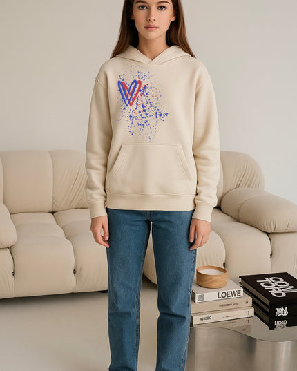 Red/Royal Blue Heart Printed Hoodie