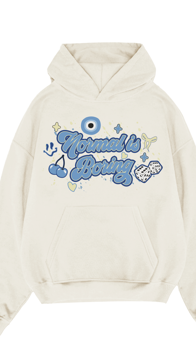 Normal Is Boring Blue Print Hoodie – adult printed hoodie by Miss Runway