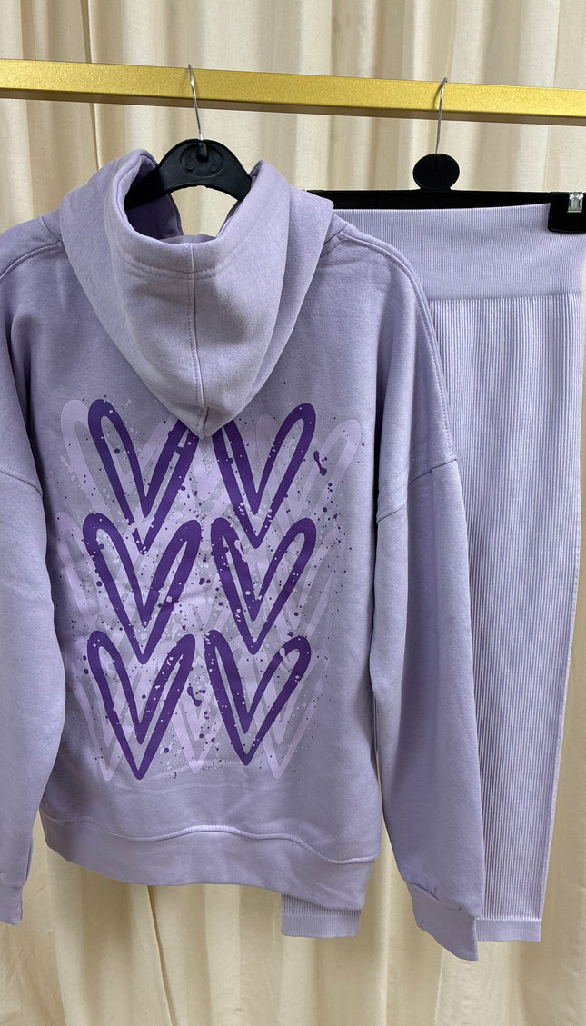 Lilac Heart Printed Hoodie & Leggings – adult printed hoodie and leggings set by Miss Runway