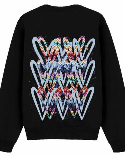 Multicoloured Zig Zag Heart Printed Sweatshirt Kids