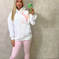 Coral/Pink Heart White Hoodie