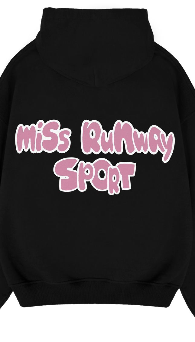 Miss Runway Sport Hoodie Black/Pink – adult printed hoodie by Miss Runway