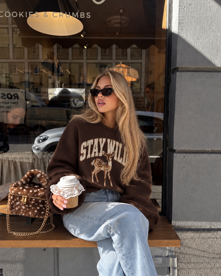 Deer Print Stay Wild Sweatshirt – women's sweatshirt by Miss Runway