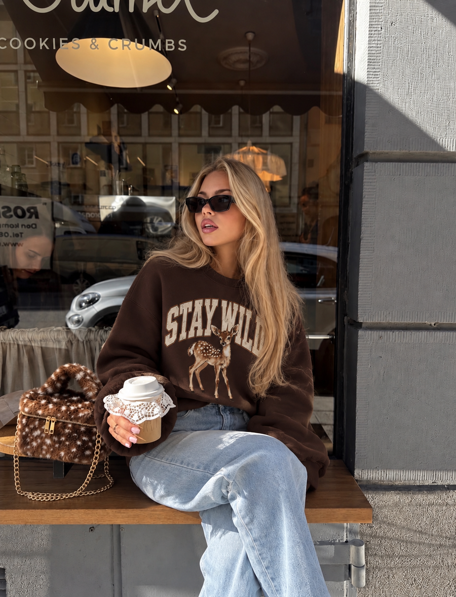 Deer Print Stay Wild Sweatshirt – women's sweatshirt by Miss Runway