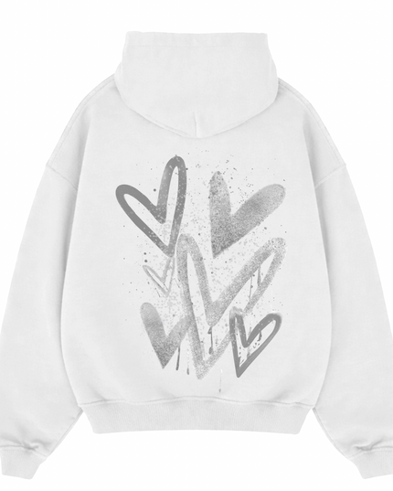 Grey Scatter Heart Printed  Hoodie Kids