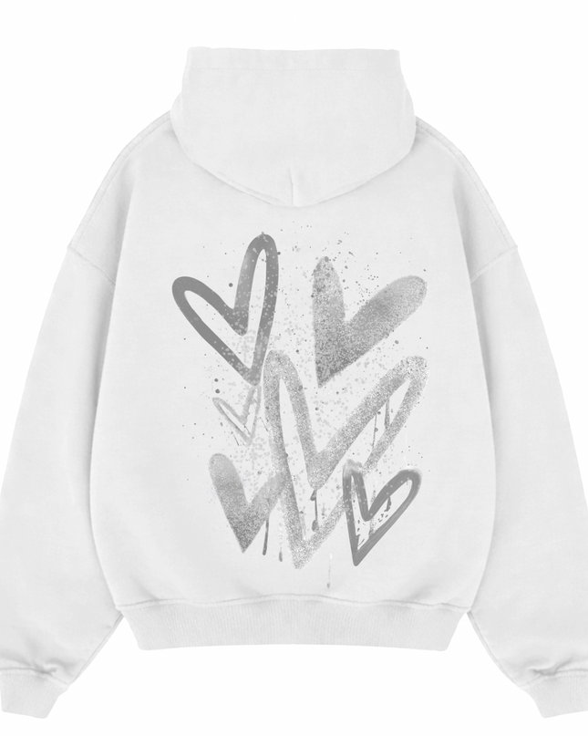 Grey Scatter Heart Printed  Hoodie Kids