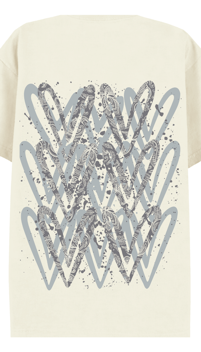 Grey Paisley Heart Printed T-shirt – additional view