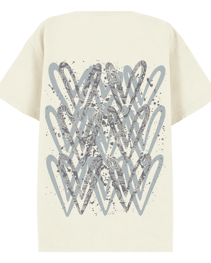 Grey Paisley Heart Printed T-shirt Adult
