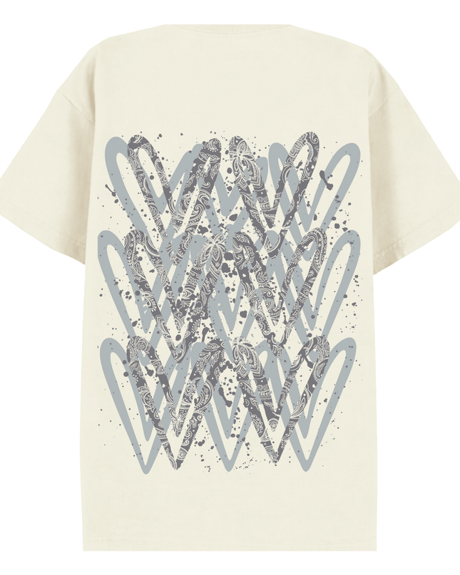 Grey Paisley Heart Printed T-shirt Adult