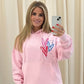 Miss Runway Multicolour Heart Graffiti Hoodie Pink