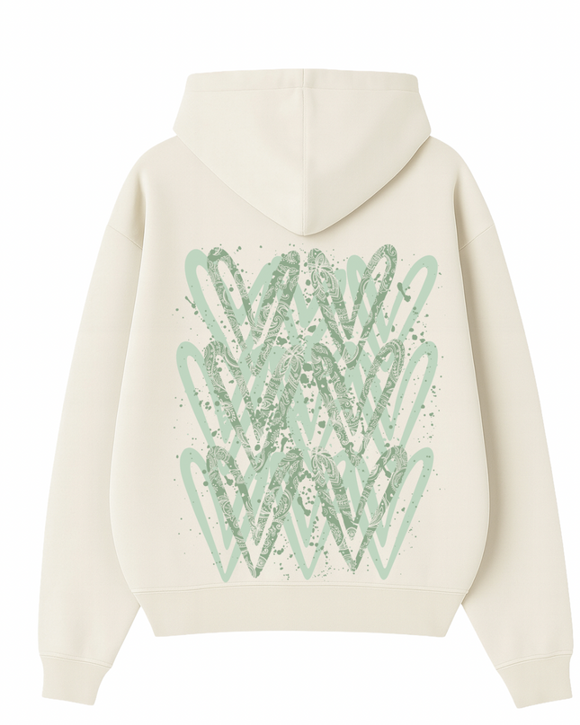 Sage Green Paisley Heart Printed  Hoodie Kids