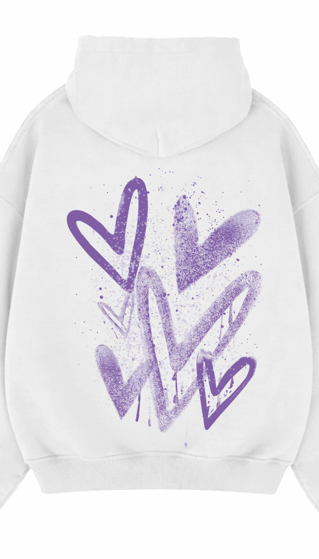 Lilac Scatter Heart Printed Hoodie – additional view