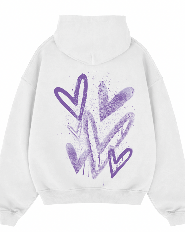 Lilac Scatter Heart Printed  Hoodie Kids