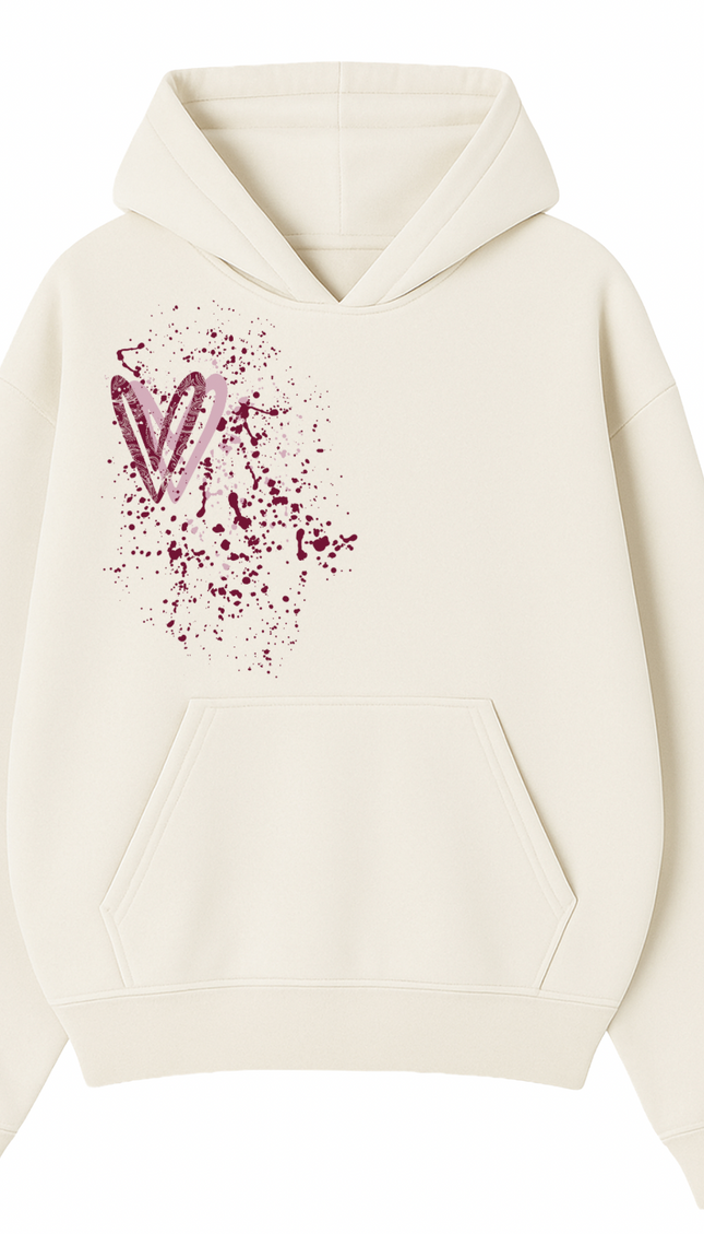 Burgundy Paisley Heart Printed Hoodie – image 4