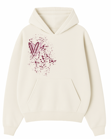 Burgundy Paisley Heart Printed Hoodie Adults