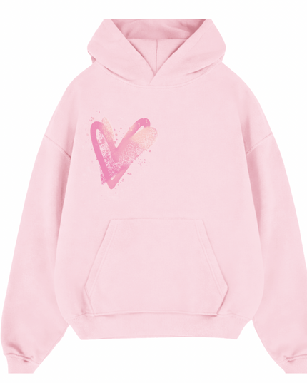 Pink Scatter Heart Printed  Hoodie Kids