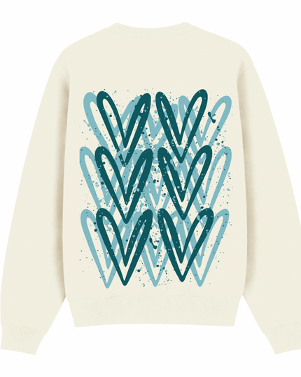 Teal Heart Printed Sweatshirt Kids