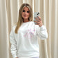 Pastel Leopard Heart Graffiti Sweatshirt White