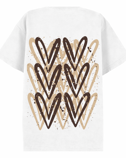Brown Heart Printed T-shirt Adult