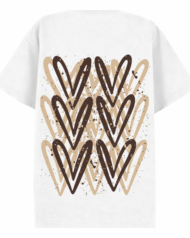 Brown Heart Printed T-shirt Adult