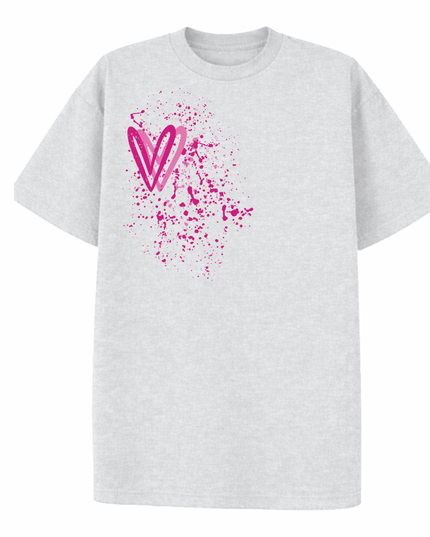 Hot Pink Heart Printed T-shirt Adult