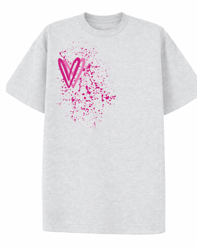 Hot Pink Heart Printed T-shirt Adult