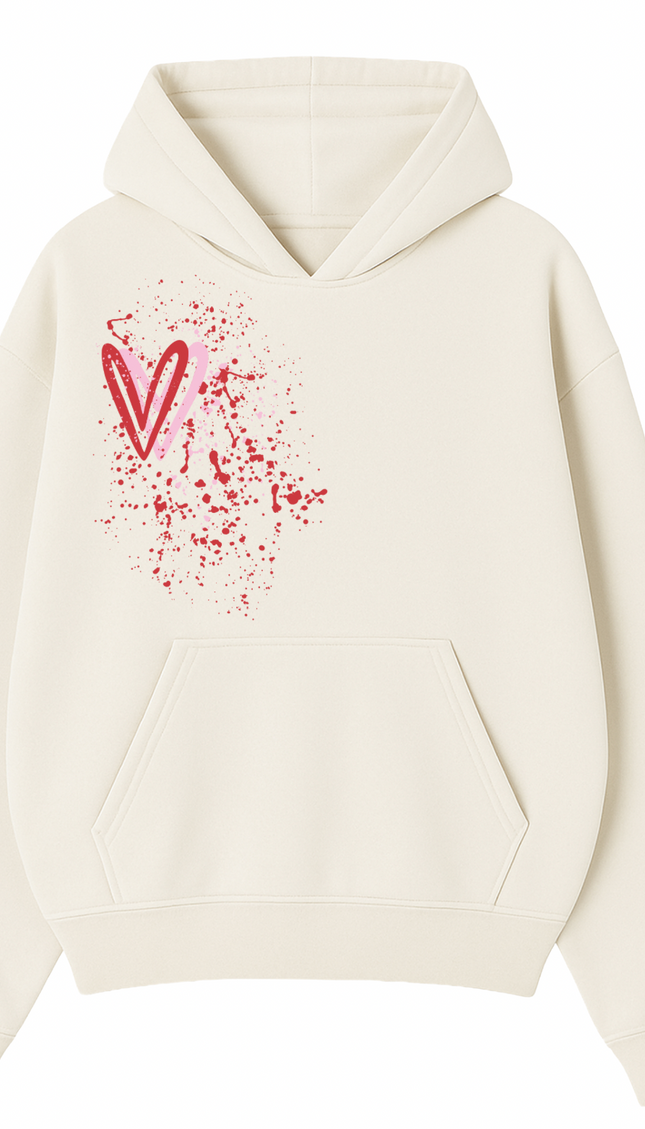 Pink/Red Heart Printed Hoodie – image 4