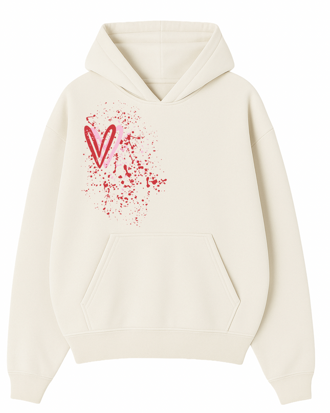 Pink/Red Heart Printed Hoodie Kids