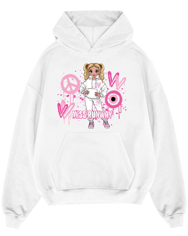 Miss Runway Doll Hoodie Pink Heart Design