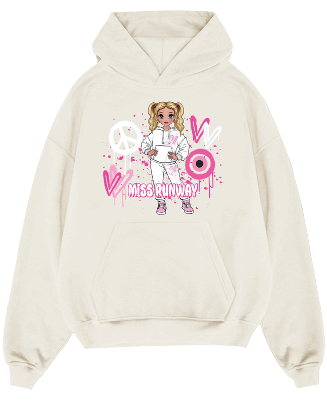Miss Runway Doll Hoodie Pink Heart Design