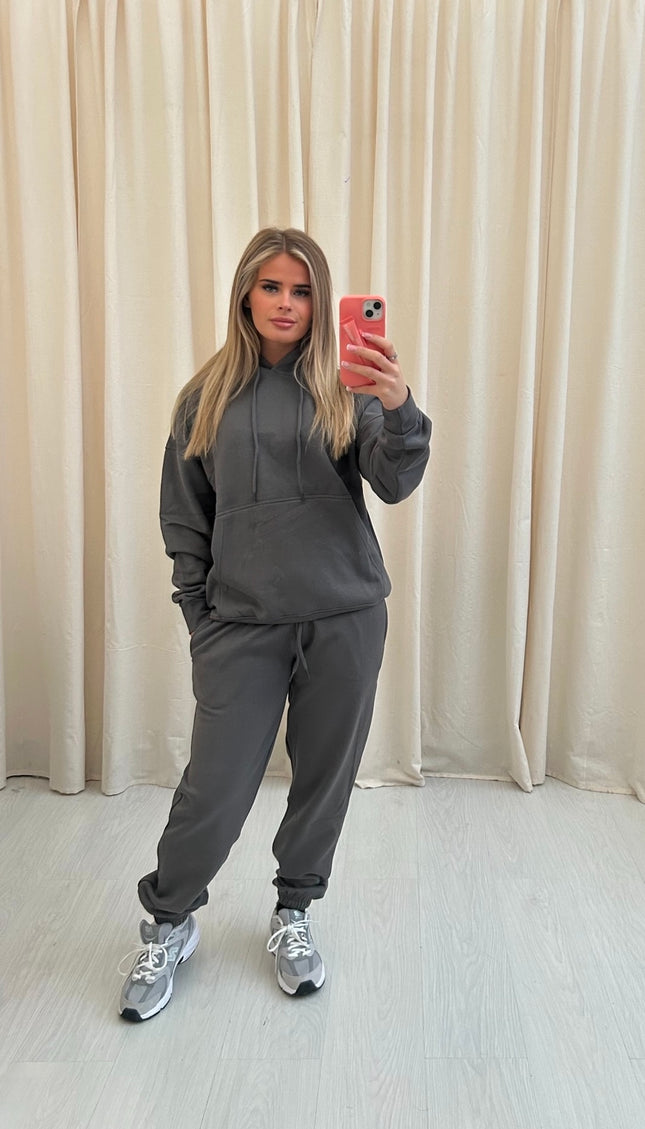 Oversized Hooded Tracksuit Charcoal Grey