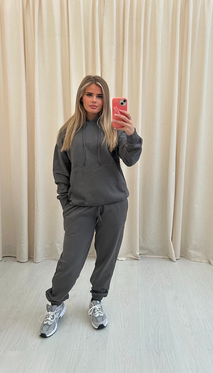 Oversized Hooded Tracksuit Charcoal Grey