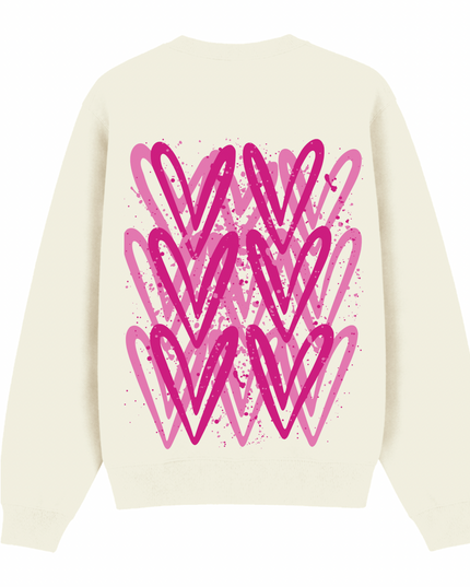Hot Pink Heart Printed Sweatshirt Adults