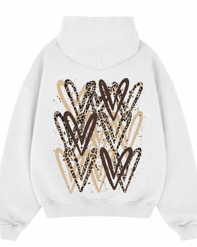Leopard Print Heart Printed Hoodie Kids