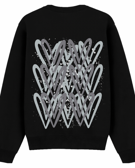 Grey Heart Printed Sweatshirt Adults
