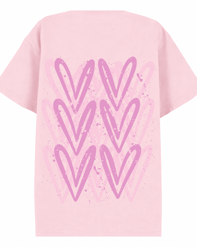 Pink Heart Printed T-shirt Adult