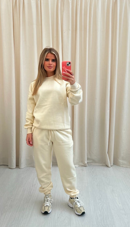 Oversized Sweatshirt Tracksuit Cream