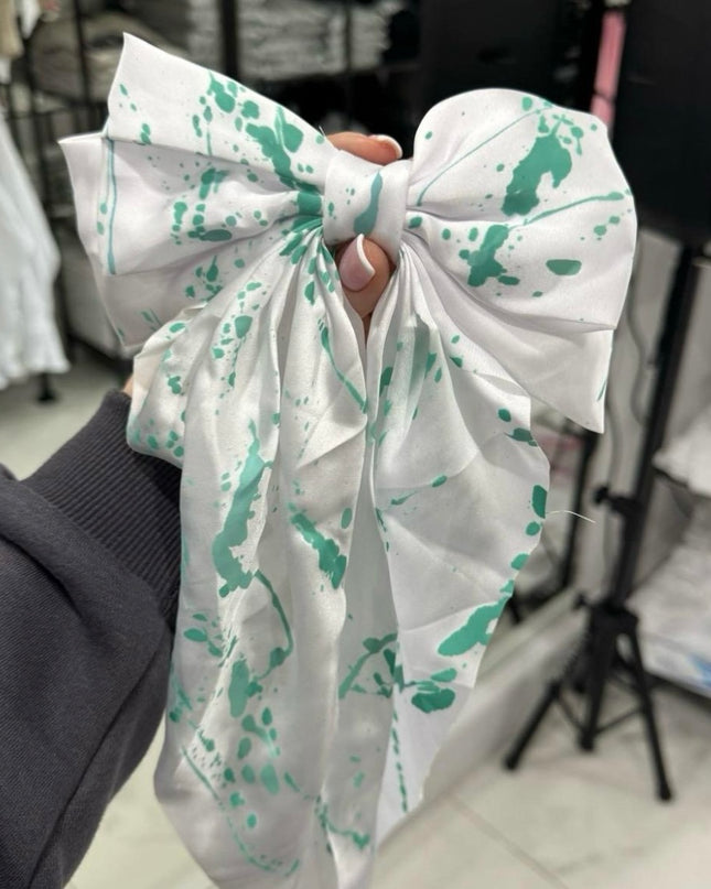 Spray Painted Satin Hair Bows