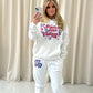 Angel Numbers Protect Your Energy Graffiti Hooded Tracksuit White-Red/Blue