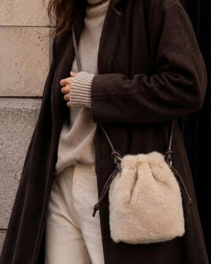 Faux Fur Crossbody Cream