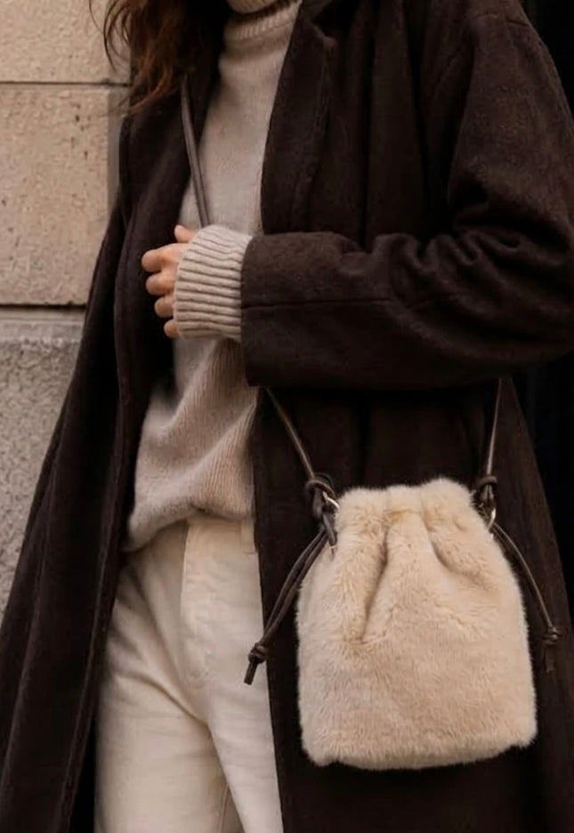 Faux Fur Crossbody Cream