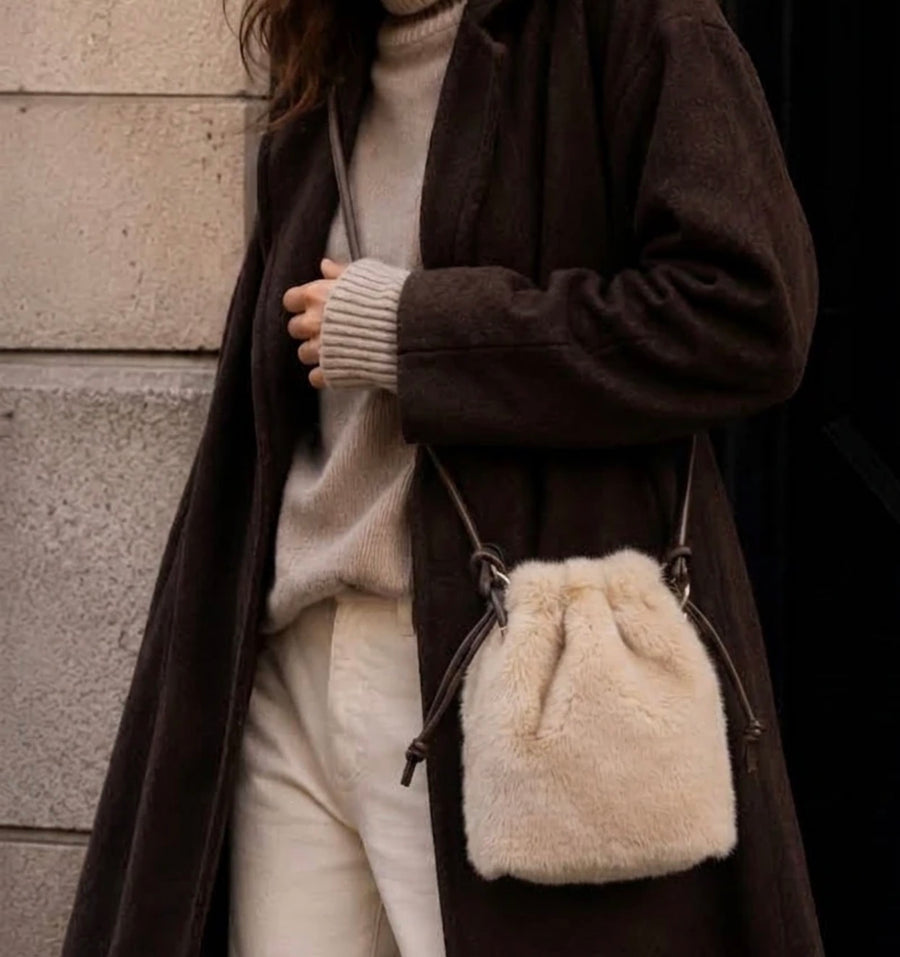 Faux Fur Crossbody Cream – women's bag by Miss Runway