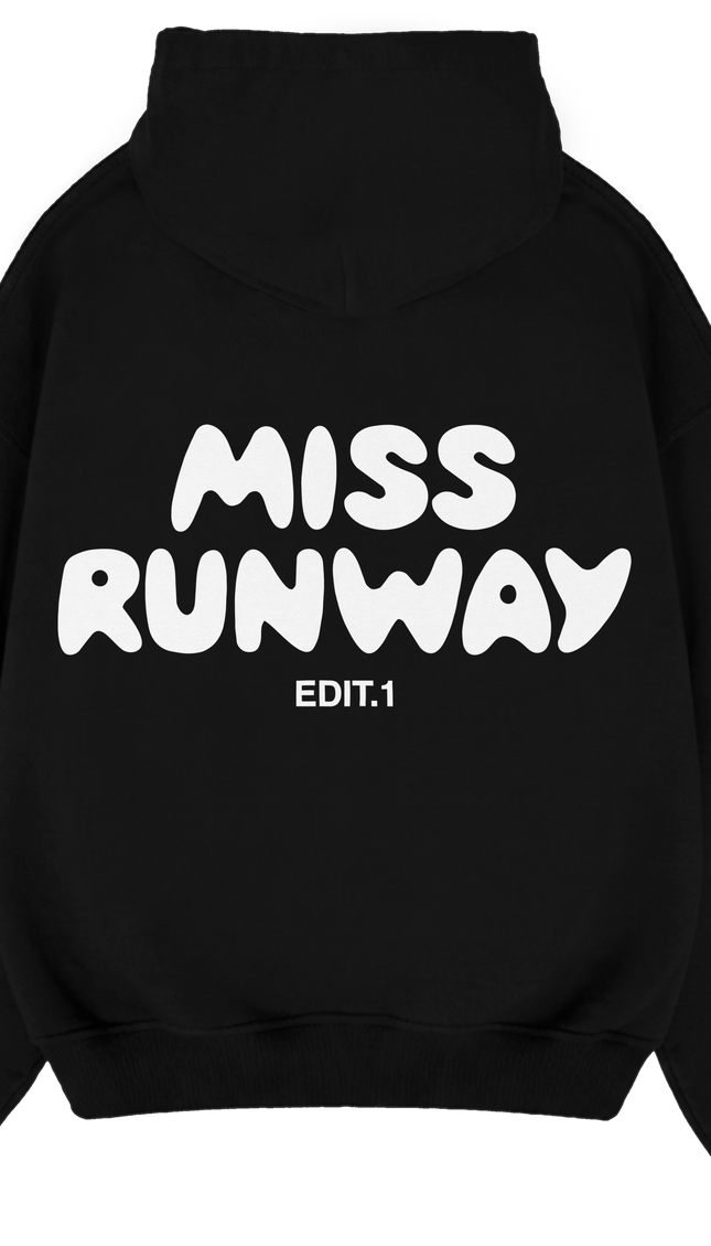 Miss Runway Edit 1 Hoodie Black/White – adult printed hoodie by Miss Runway