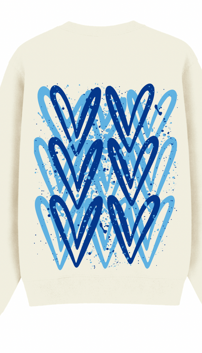 Royal Blue Heart Printed Sweatshirt – image 5