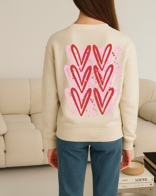 Pink/Red Heart Printed Sweatshirt