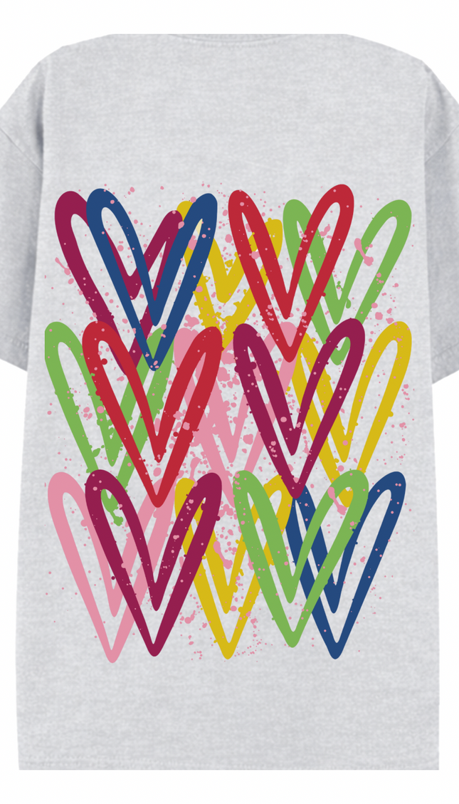 Dark Multicoloured Heart Printed T-shirt – image 5