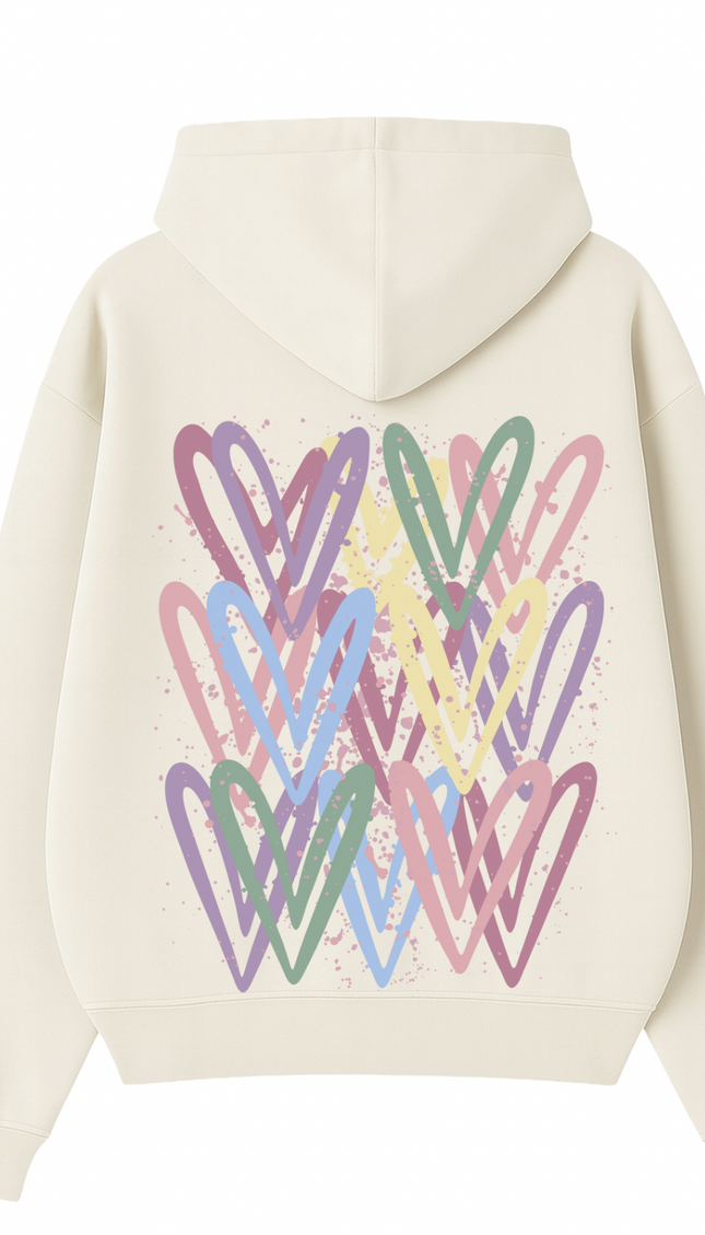 Dark Pastel graffiti heart hoodie with spray paint effect print – women's hoodie by Miss Runway