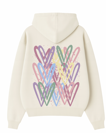Dark Pastel Heart Printed Hoodie Adults