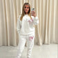 Pink & Red Candy Cane Heart Graffiti Hooded Sweatshirt Tracksuit White