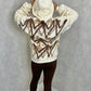 Brown Heart Sprayed Ruched Hoodie And Brown Legging Set